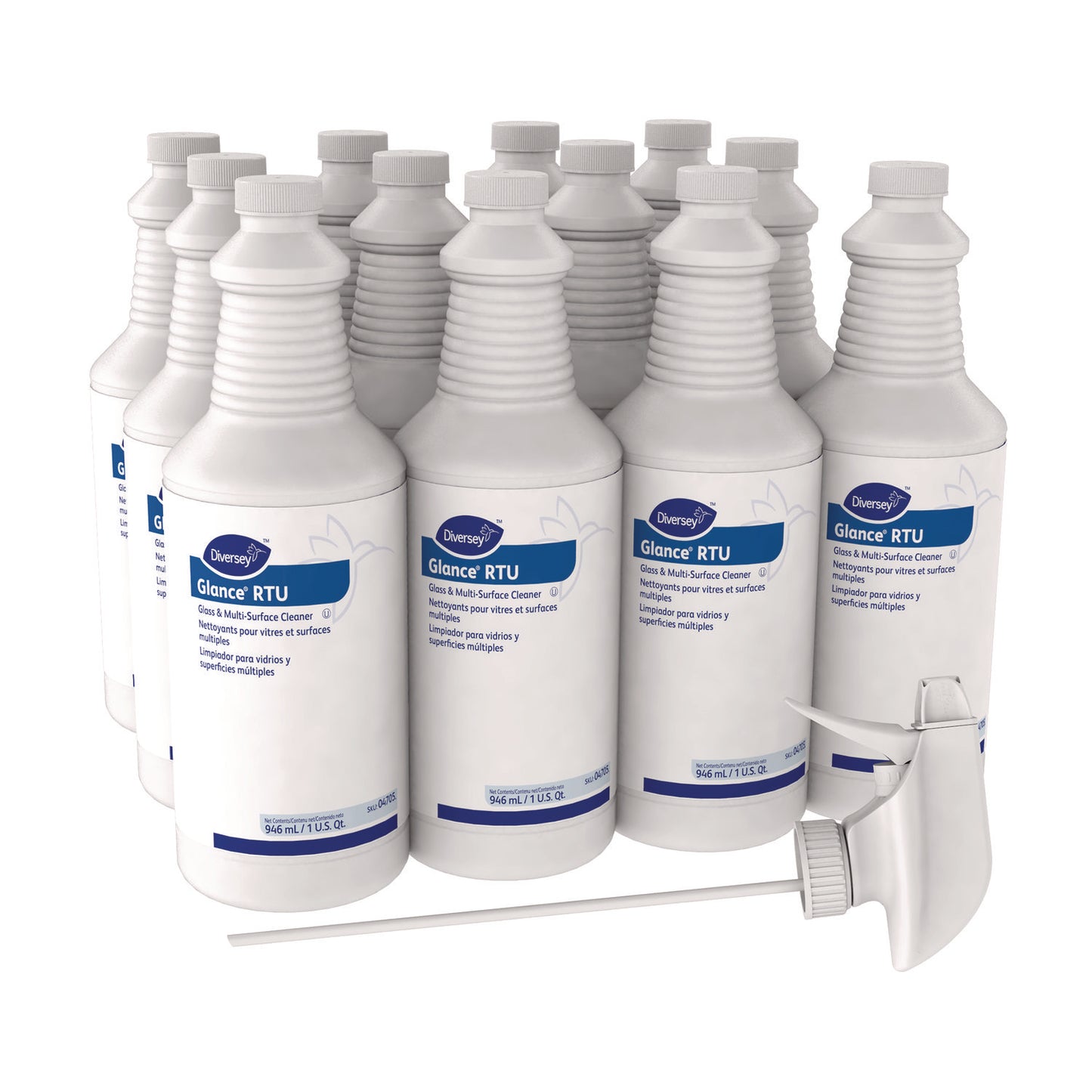 DVO04705 Glance Glass and Multi-Surface Cleaner, Original, 12 Capped 32 oz Bottles and One Trigger Sprayer, 12/Carton