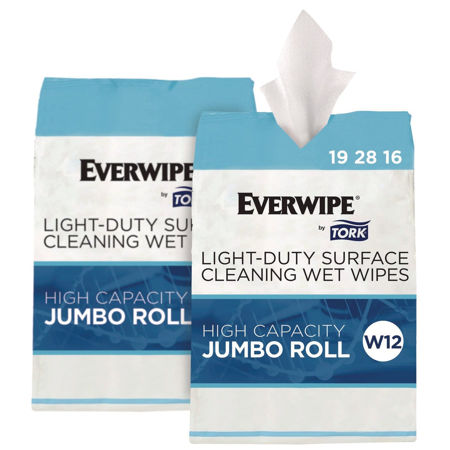 TRK192816 Light-Duty Surface Cleaning Wet Wipe, 1-Ply, 8 x 6, Unscented, White, 2,500 Sheets/Roll, 2 Rolls/Carton Tork