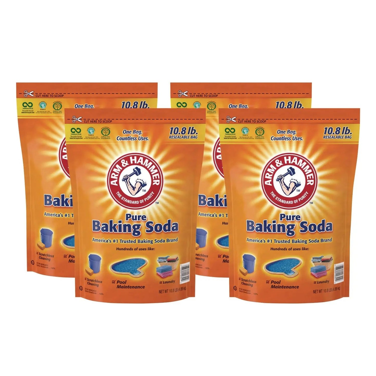 CDC3320000341 Baking Soda, 10.8 lb Bag, 4/Carton Arm & Hammer