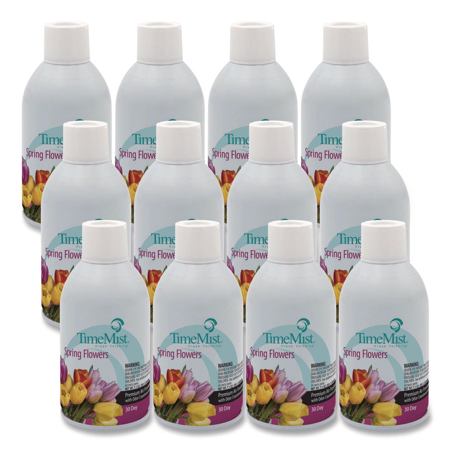 TMS1042712 Premium Metered Air Freshener Refill, Spring Flowers, 7.1 oz Aerosol Spray, 12/Carton TimeMist