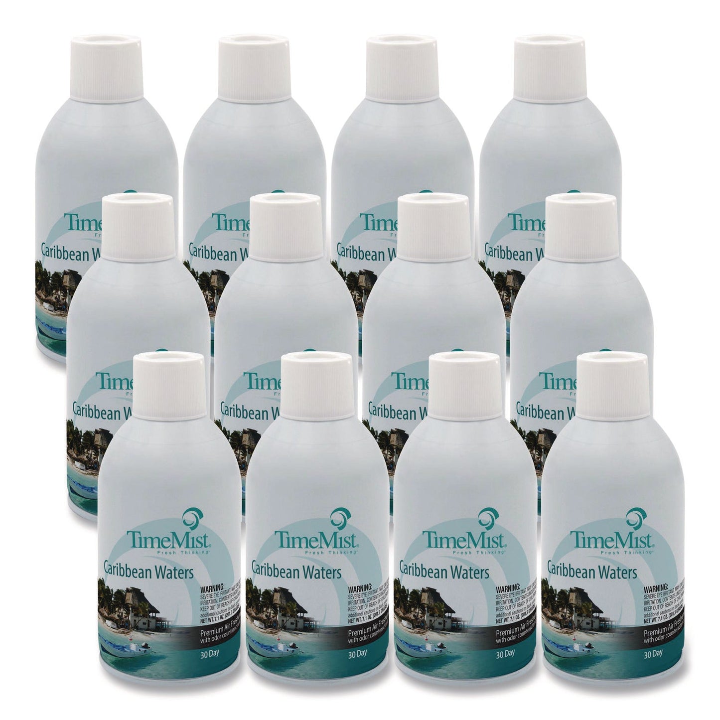 TMS1042756 Premium Metered Air Freshener Refill, Caribbean Waters, 7.1 oz Aerosol Spray 12/Carton TimeMist