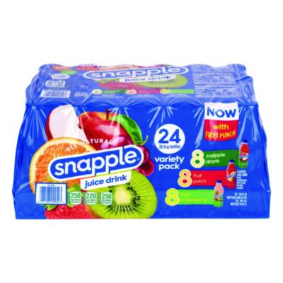 GRR22000813 Juice Drink Variety Pack, Snapple Apple, Fruit Punch, Kiwi Strawberry, 20 oz Bottle, 24/Carton