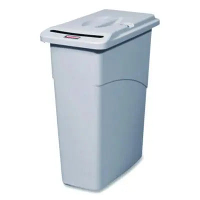 RCP9W15LGY Slim Jim Confidential Document Waste Receptacle with Lid, 23 gal, Light Gray RUBBERMAID COMMERCIAL PROD.