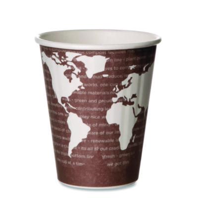 ECOEPBNHC8WD World Art Renewable and Compostable Insulated Hot Cups, 8 oz, Paper, Brown/White, 40/Pack, 20 Packs/Carton