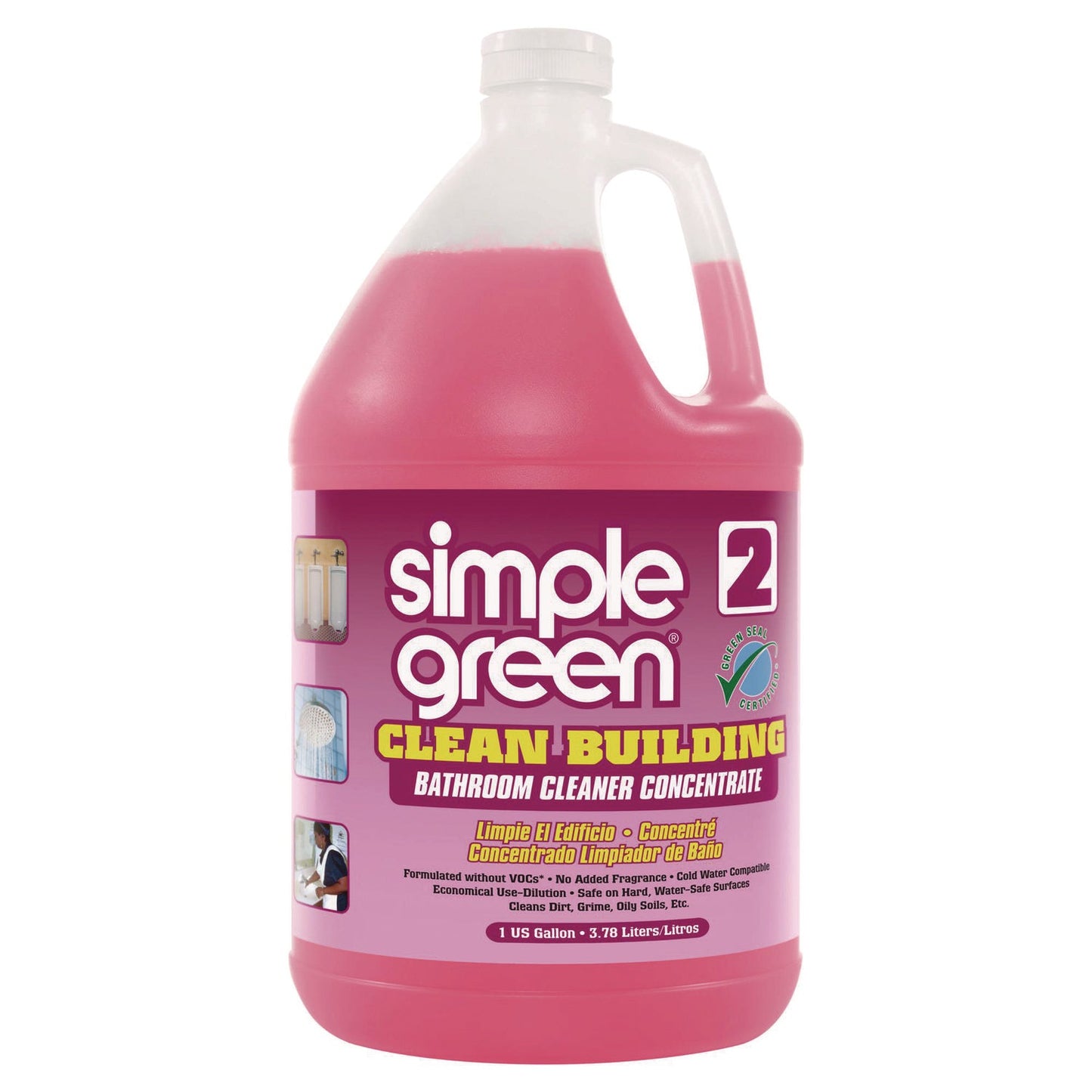 SMP11101CT Clean Building Bathroom Cleaner Concentrate, Unscented, 1 Gal Bottle, 2/carton Simple Green