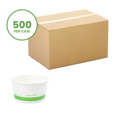 VEGSC12G Soup Containers, 12 oz, 4.5" Diameter x 2.5" h, White/Green, Paper, 500/Carton