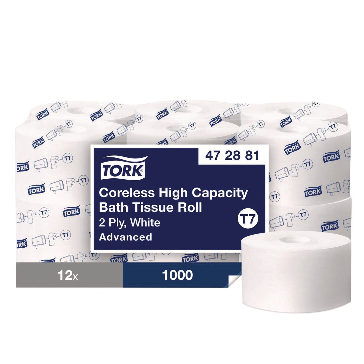 TRK472881 Advanced Coreless High Capacity Bath Tissue, 2-Ply, White, 1,000 Sheets/Roll, 12 Rolls/Carton Tork
