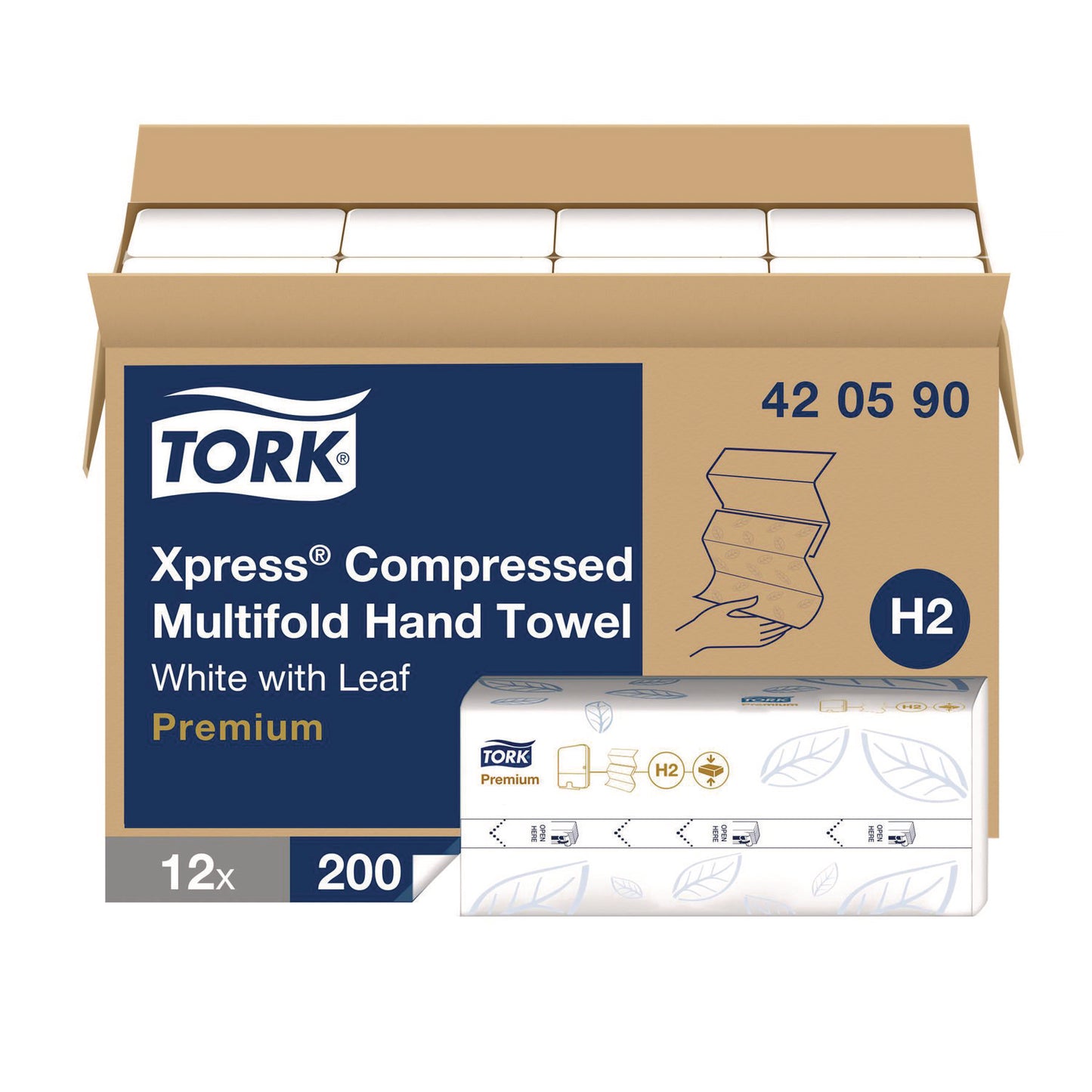 TRK420590 Xpress Compressed Multifold Hand Towels, 1-Ply, 8.3 x 9.45, White, 200/Pack, 12 Packs/Carton