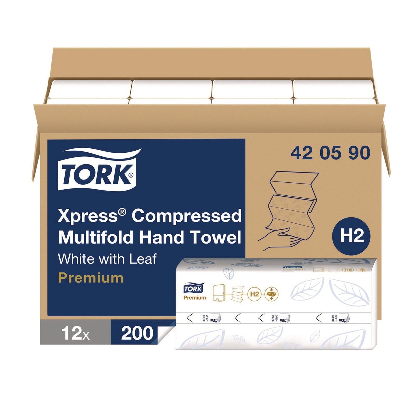 TRK420590 Xpress Compressed Multifold Hand Towels, 1-Ply, 8.3 x 9.45, White, 200/Pack, 12 Packs/Carton Tork