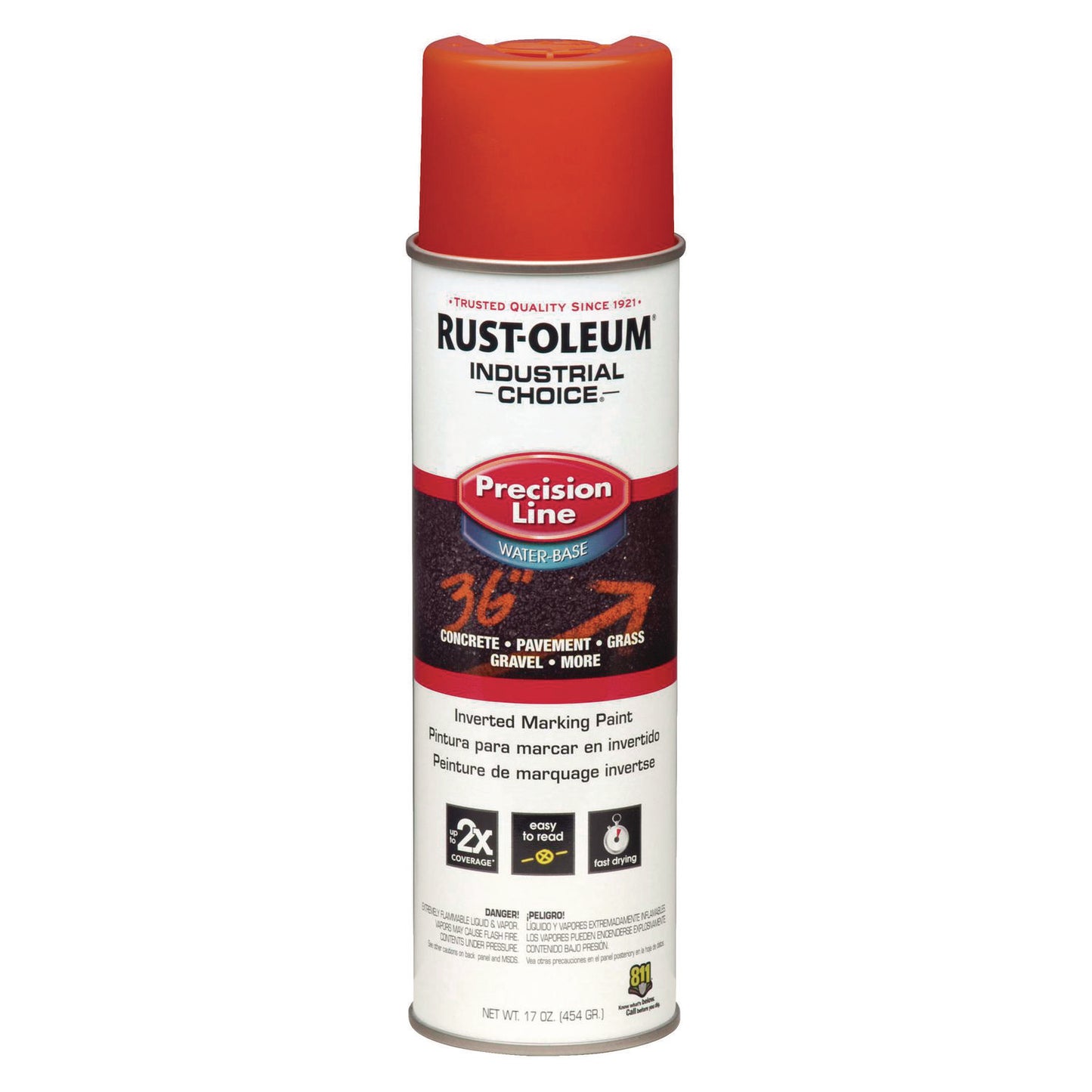RST203035CT Industrial Choice Precision Line Marking Paint, Flat/Matte Orange, 20 oz Aerosol Can, 12/Carton