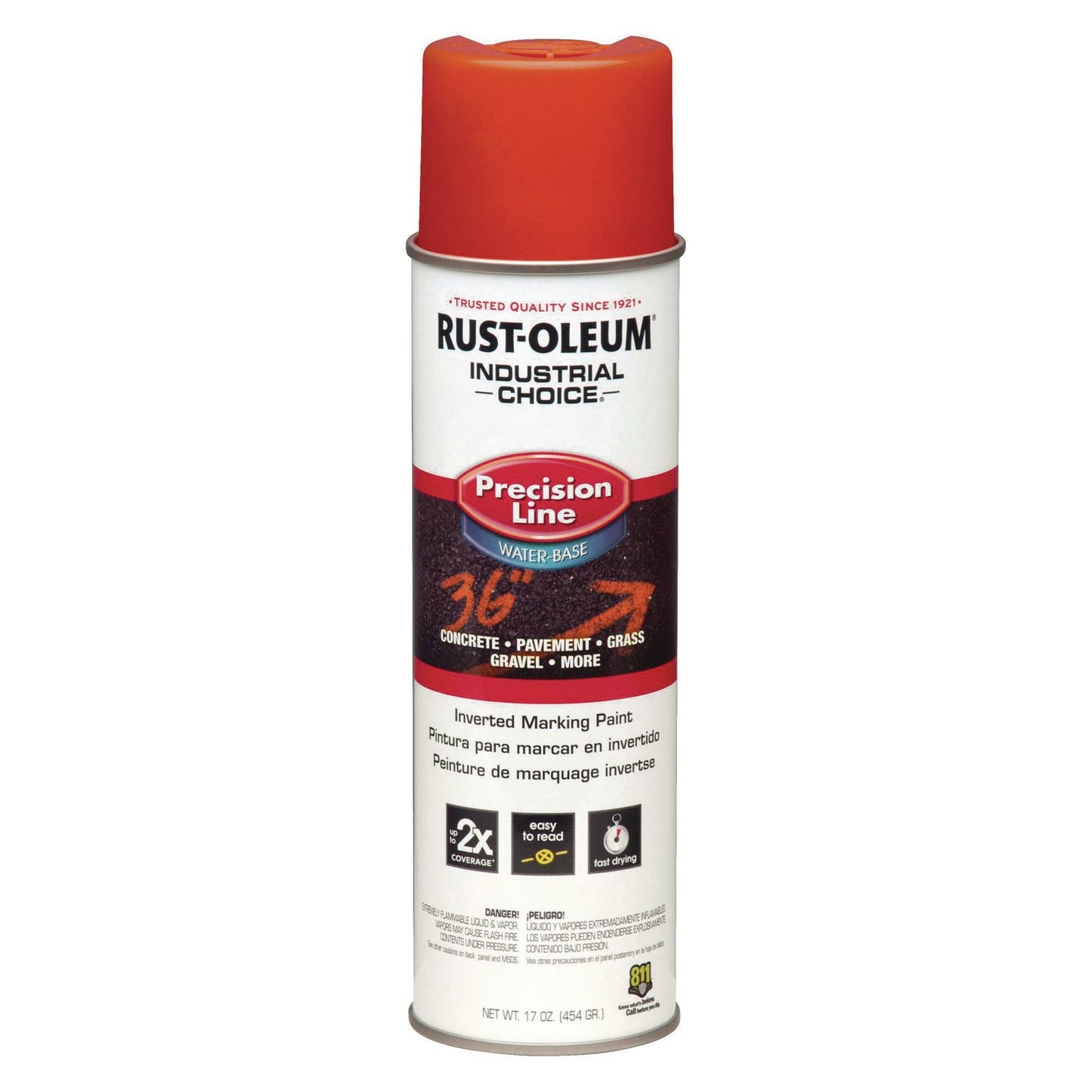 RST203035CT Industrial Choice Precision Line Marking Paint, Flat/Matte Orange, 20 oz Aerosol Can, 12/Carton Rust-Oleum