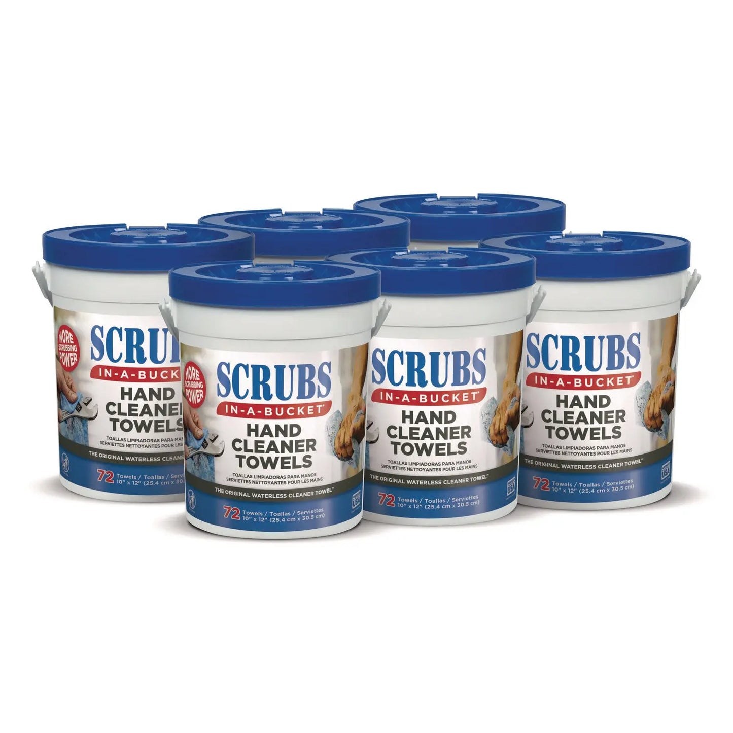 ITW42272CT Hand Cleaner Towels, 1-Ply, 10 x 12, Citrus, Blue/White, 72/Bucket, 6 Buckets/Carton SCRUBS