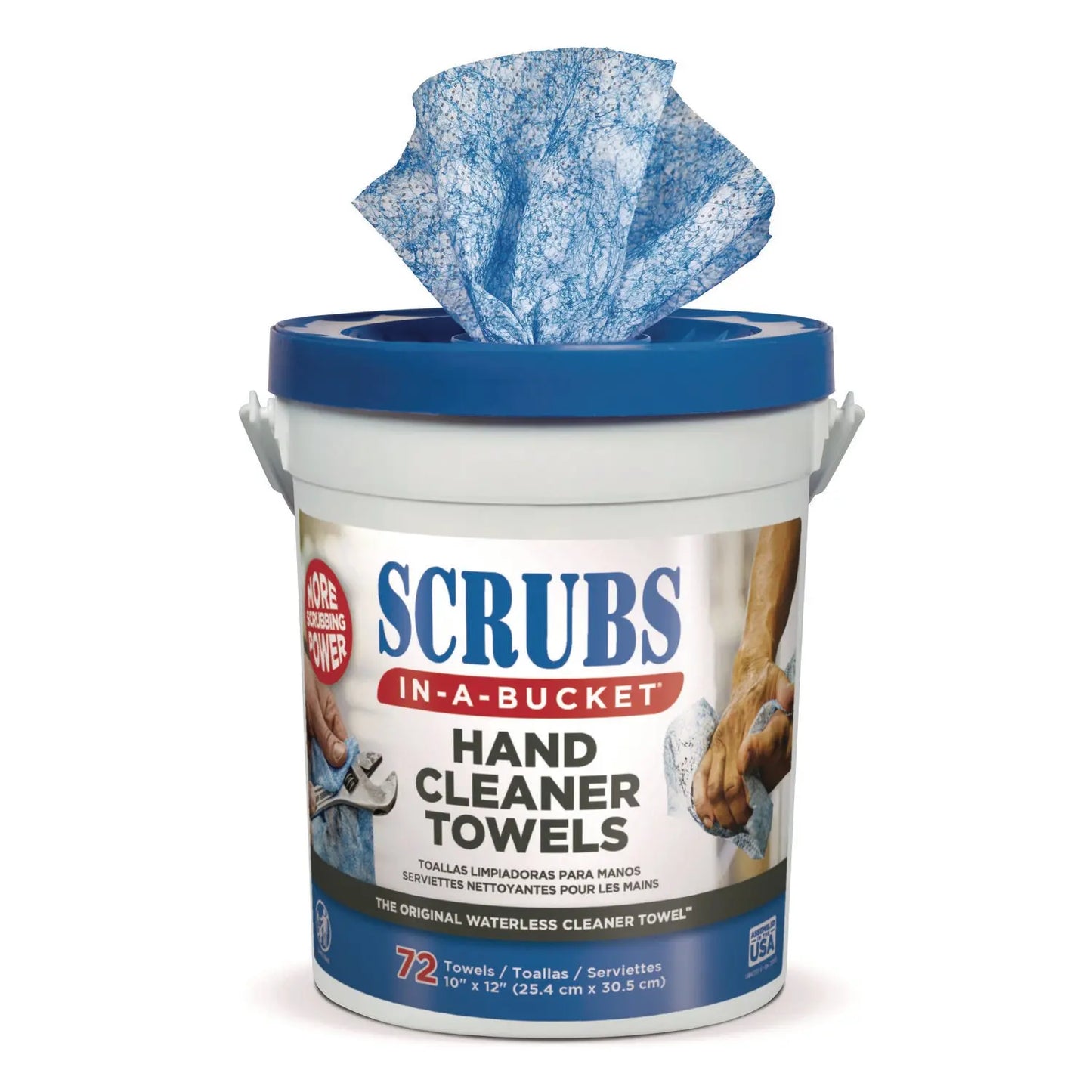 ITW42272EA Hand Cleaner Towels, Cloth, 10 x 12, Citrus, Blue/White, 72/Bucket SCRUBS