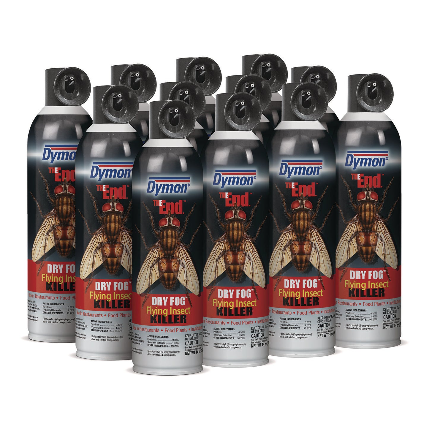 ITW45120 The End. Dry Fog Flying Insect Killer, 14 oz Aerosol Spray, 12/Carton Dymon