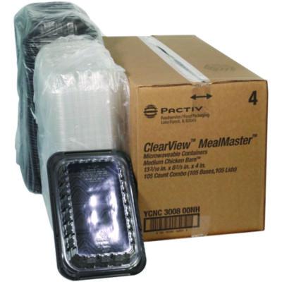 PCTYCNC300800NH ClearView MealMaster Chicken Barn, 13.3 x 8.4 x 4, Black/Clear, Plastic, 105/Carton PACTIV EVERGREEN CORPORATION