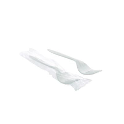 PCTFKFWCH Fieldware Cutlery, Individually Wrapped, Mediumweight Fork, Plastic, White, 1,000/Carton