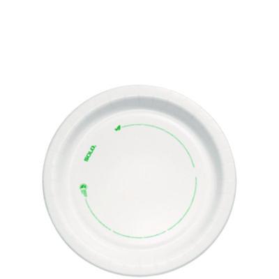 SCCMP9PLANETPK Compostable Paper Dinnerware, ProPlanet Seal, Plate, 8.5" dia, White, 125/Pack DART