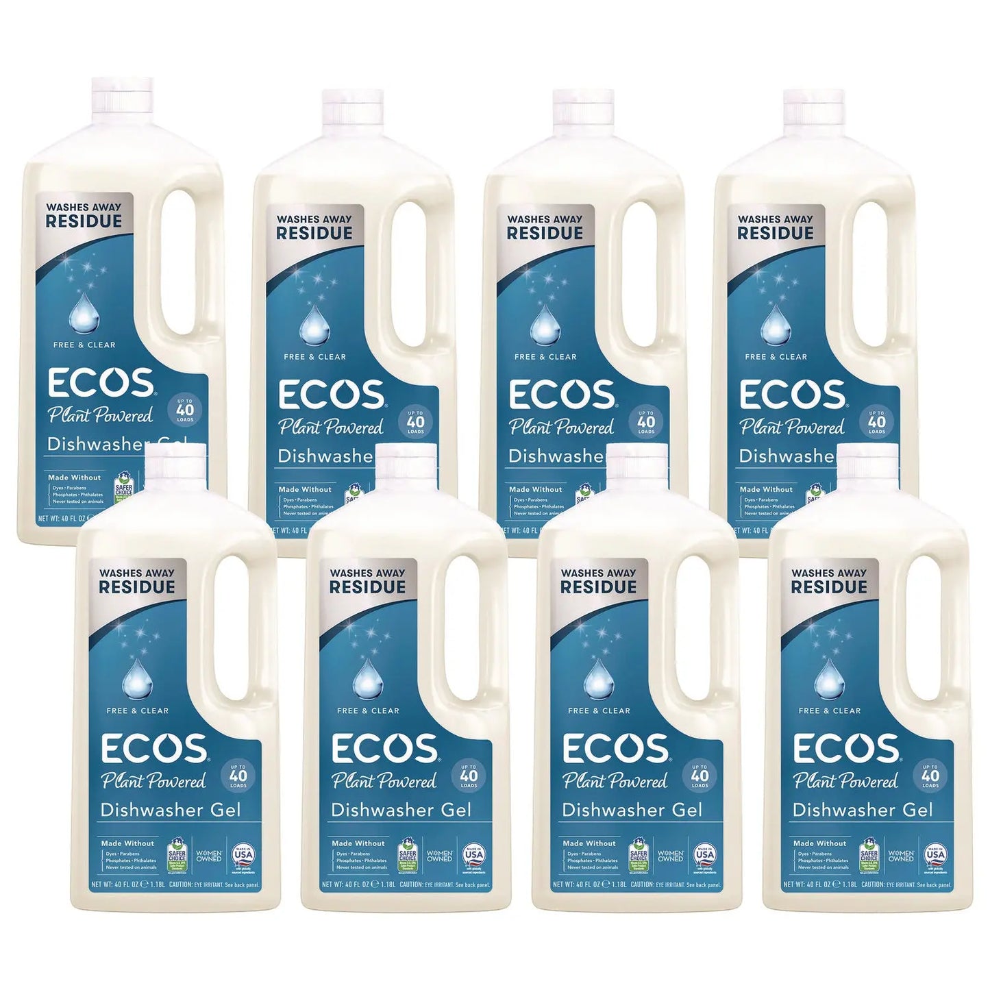 EOP975408CT Automatic Dishwasher Gel, Free and Clear, 40 oz Bottle, 8/Carton ECOS