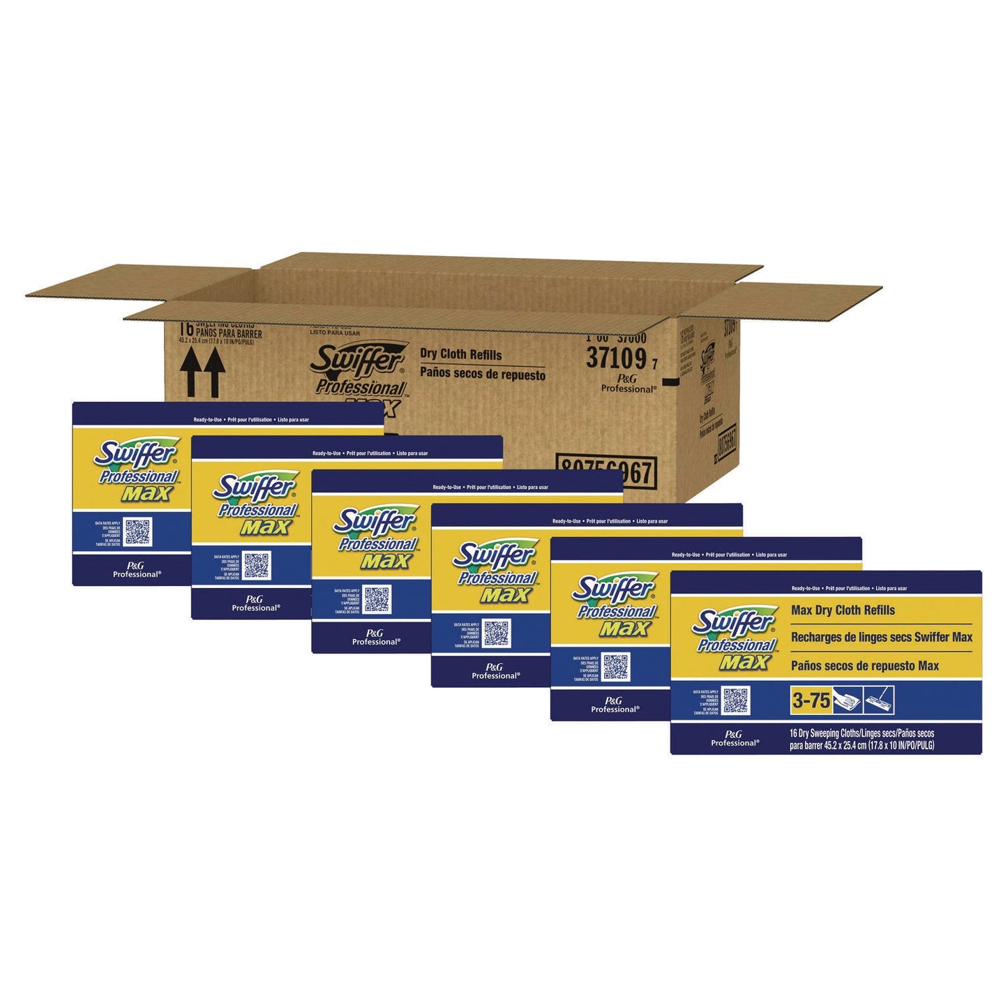 PGC37109 Max/XL Dry Refill Cloths, 17.88 x 10, White, 16/Box, 6 Boxes/Carton Swiffer