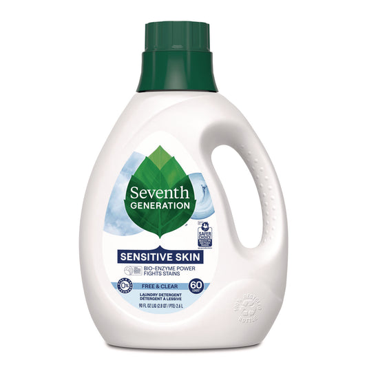 SEV68748039 Natural Liquid Laundry Detergent, Sensitive Skin Free and Clear, 90 oz Bottle, 4/Carton