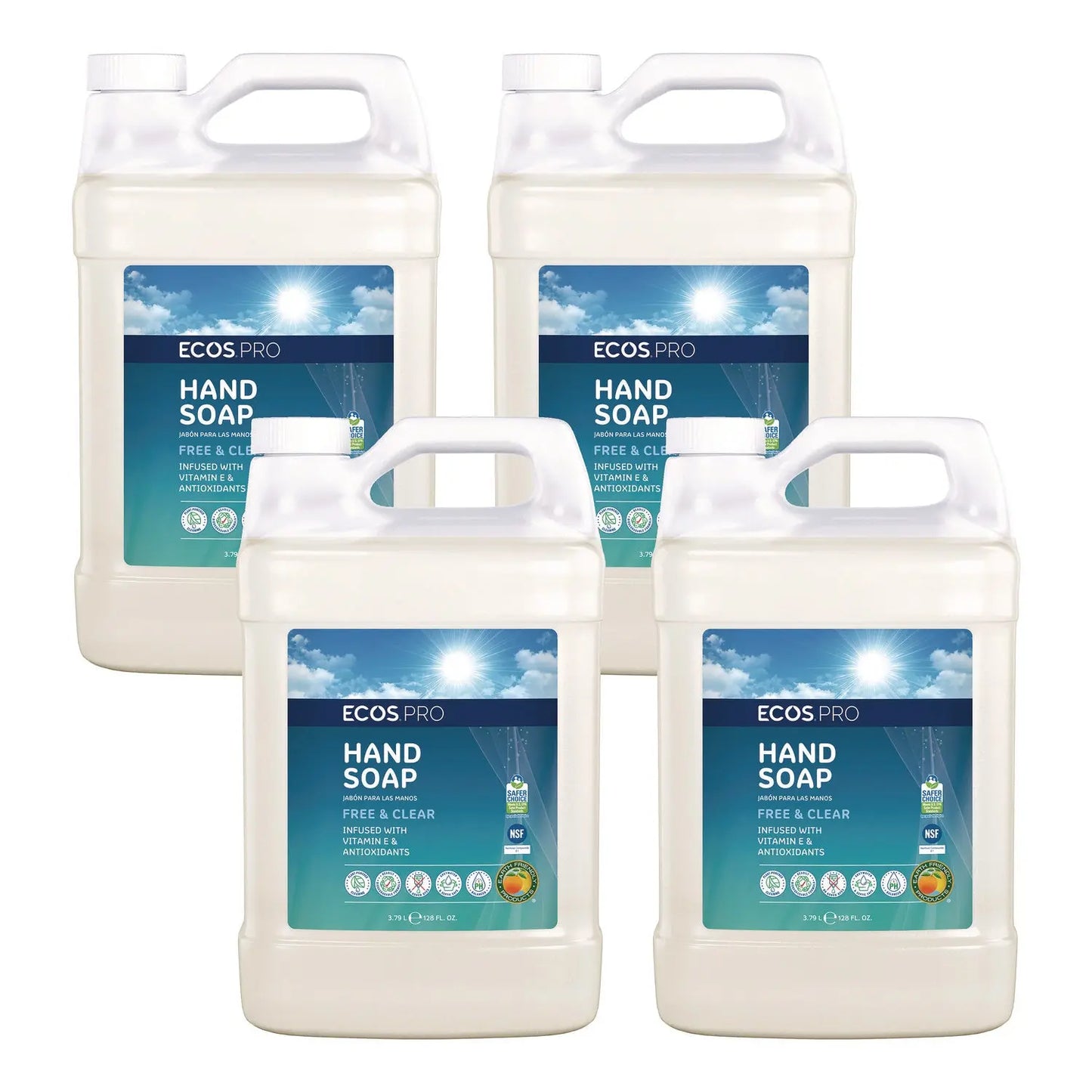 EOPPL966304CT Liquid Hand Soap, Free and Clear, 1 gal, 4/Carton ECOS PRO