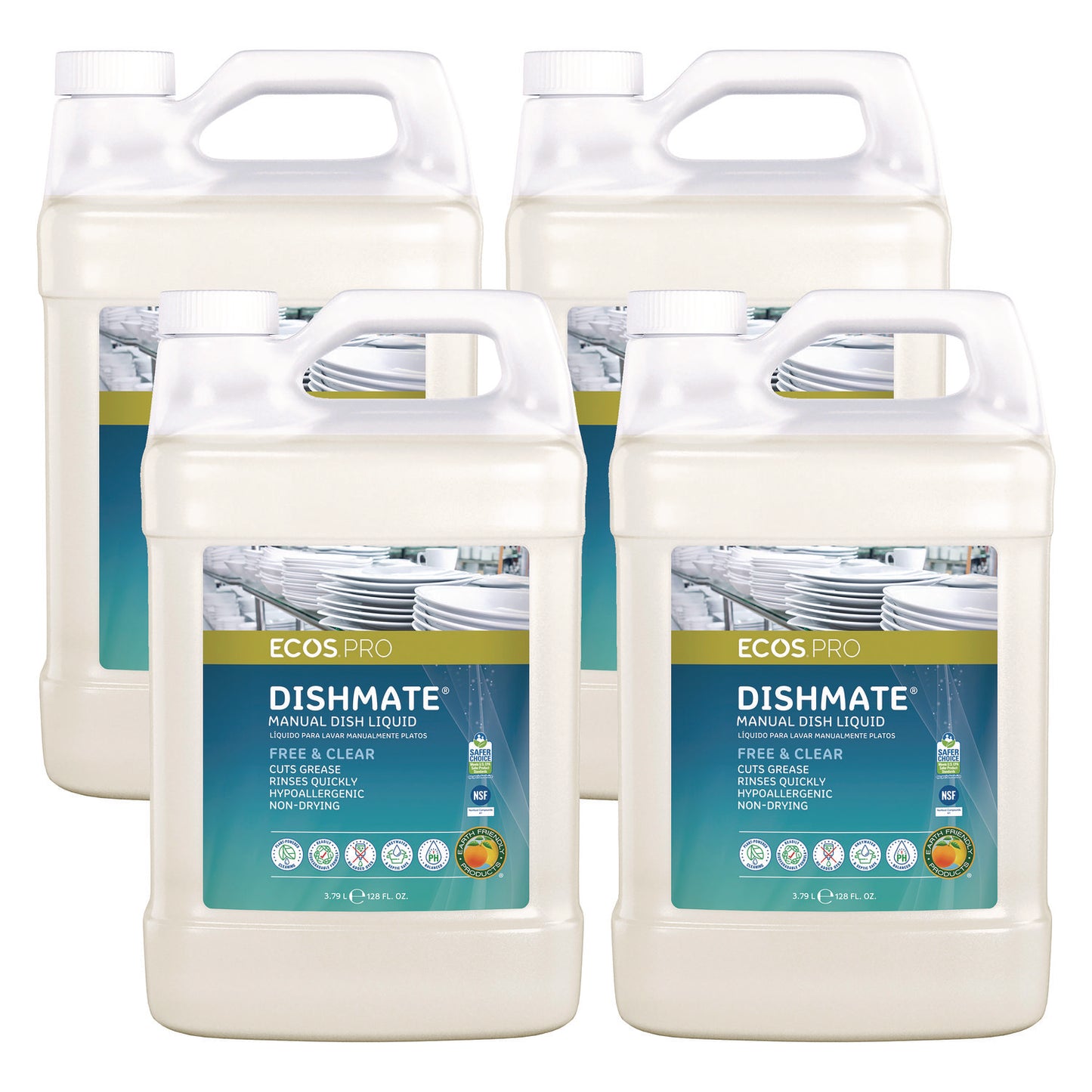 EOPPL972104CT Dishmate Manual Dish Liquid, Free and Clear, 1 gal Jug, 4/Carton