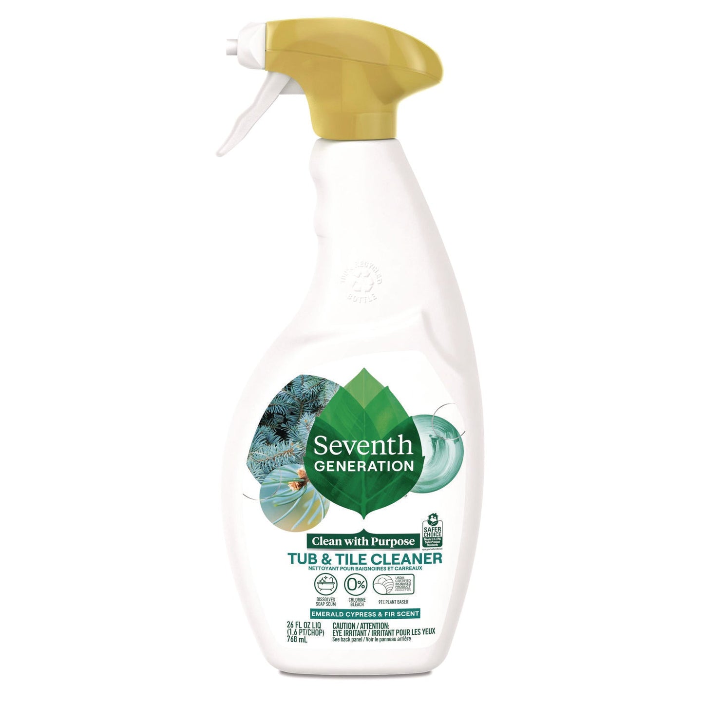 SEV67662077 Tub and Tile Cleaner, Emerald Cypress and Fir Scent, 26 oz Spray Bottle, 8/Carton Seventh Generation Professional