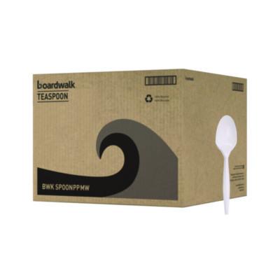 BWKSPOONPPMW Mediumweight Polypropylene Cutlery, Spoon, 5.31", Plastic, White, 1,000/Carton BOARDWALK
