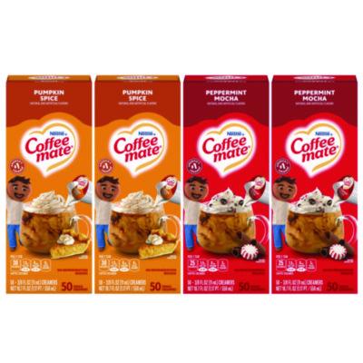 GRR70000095 Liquid Coffee Creamer, Peppermint Mocha/Pumpkin Spice, 0.38 oz Mini Cups, 50/Pack, 4 Packs/Carton