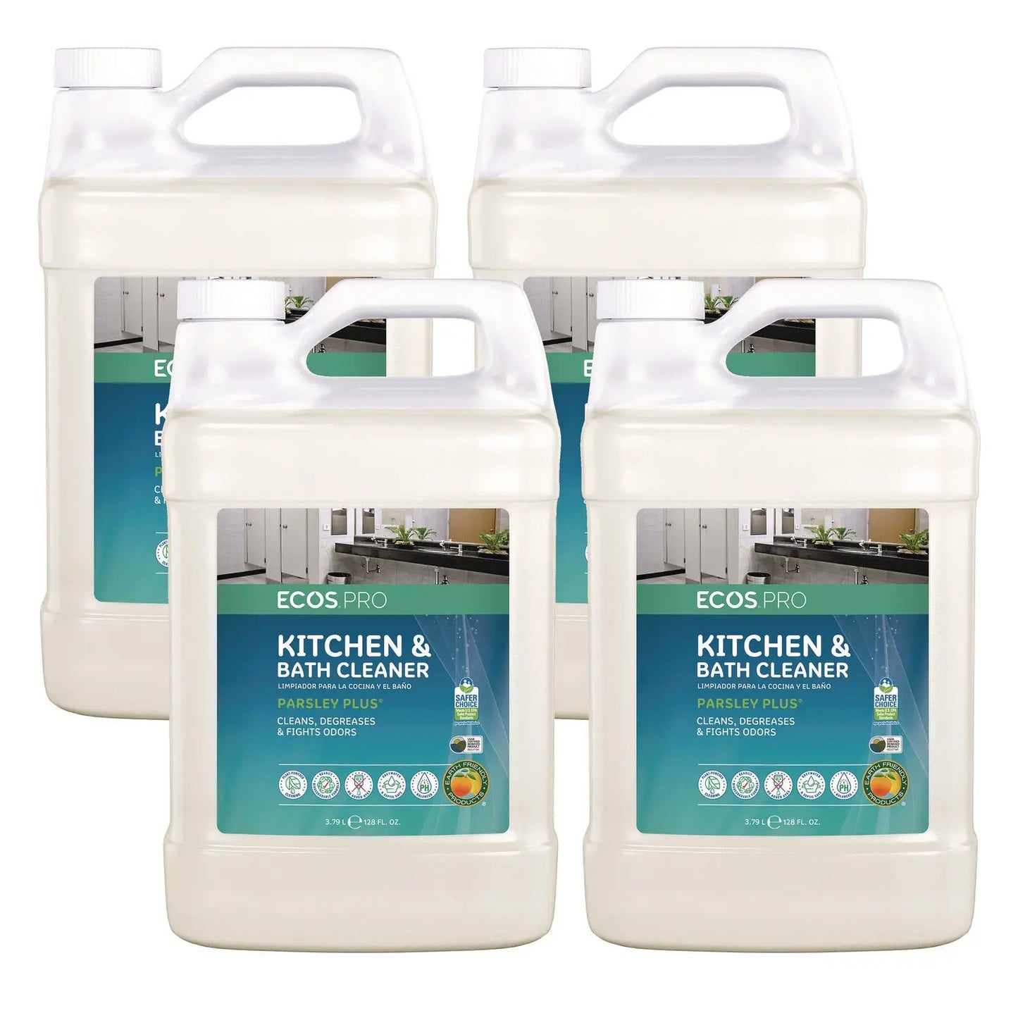 EOPPL974604CT Parsley Plus All-Purpose Kitchen and Bathroom Cleaner, Herbal Scent, 1 gal Bottle, 4/Carton ECOS PRO