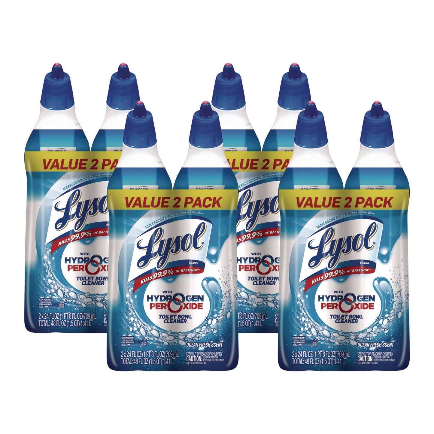 RAC96084 Toilet Bowl Cleaner With Hydrogen Peroxide, Ocean Fresh, 24 Oz Angle Neck Bottle, 2/pack, 4 Packs/carton LYSOL Brand