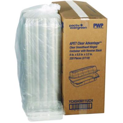 PCTYCASH3011UCH Hoagie Hinged Lid Container, 9 x 5.5 x 3.2, Clear, Plastic, 220/Carton PACTIV EVERGREEN CORPORATION