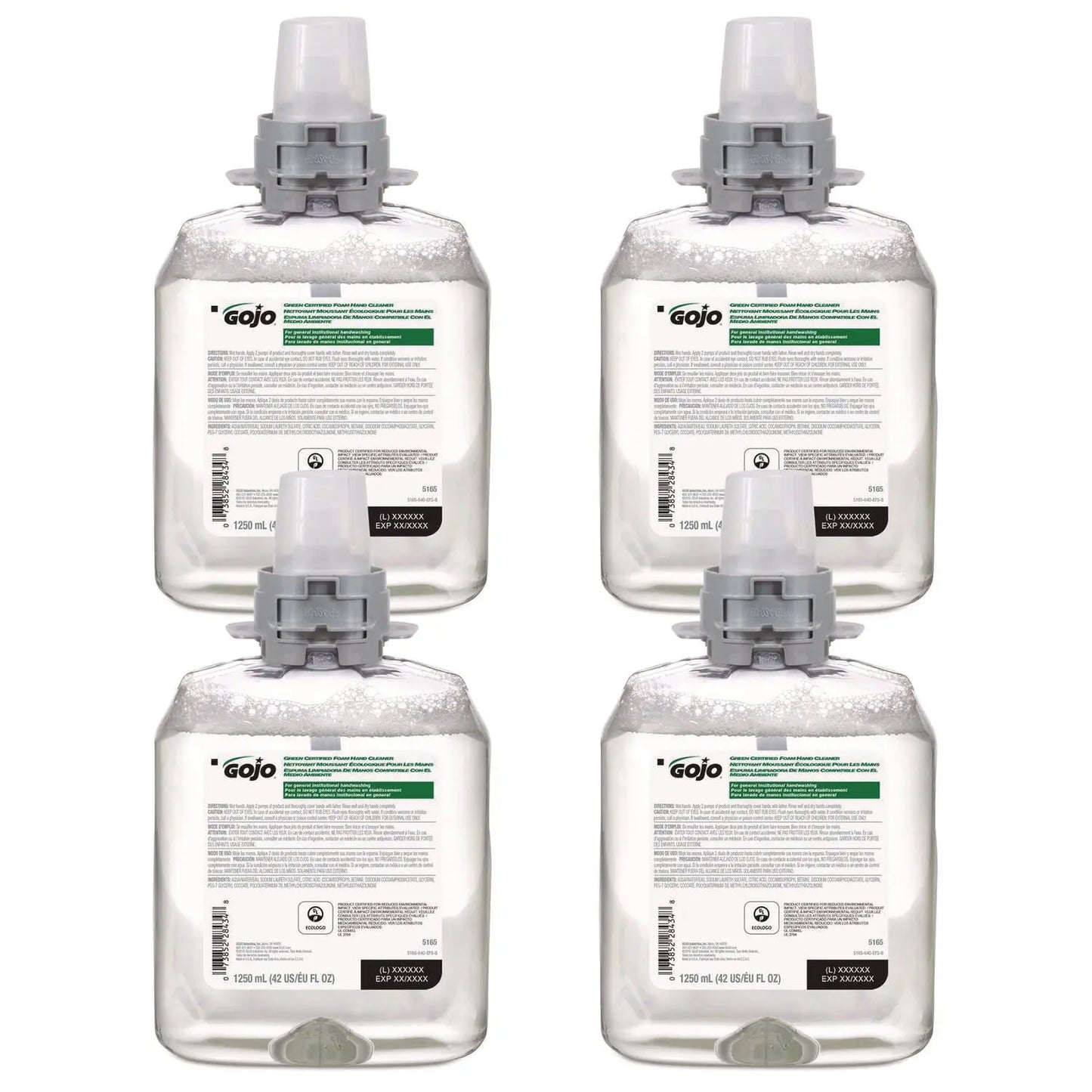 GOJ516504CT Green Certified Foam Hand Cleaner Refill, Unscented, 1,250 mL, 4/Carton GOJO