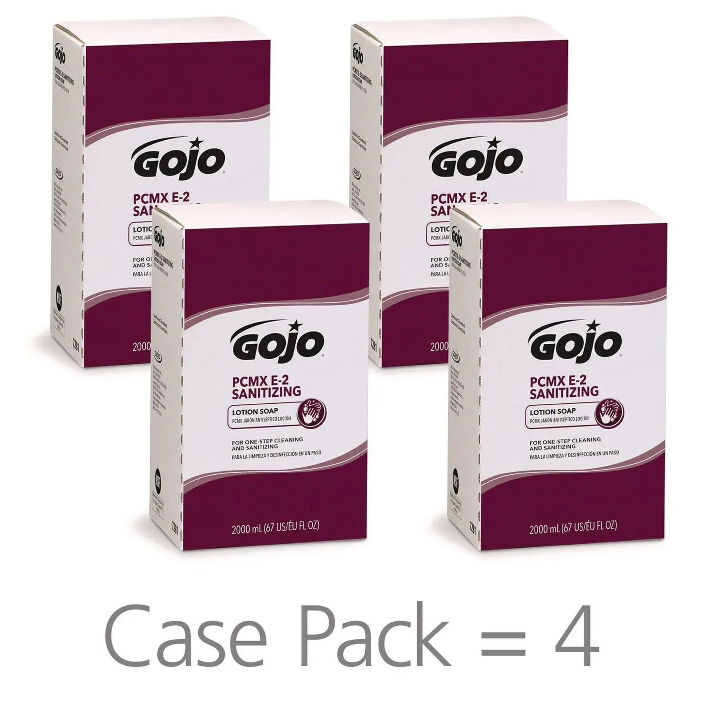 GOJ728104CT E2 Sanitizing Lotion Soap with PCMX Refill, For Pro TDX Dispenser, Fragrance-Free, 2,000 mL, 4/Carton GOJO
