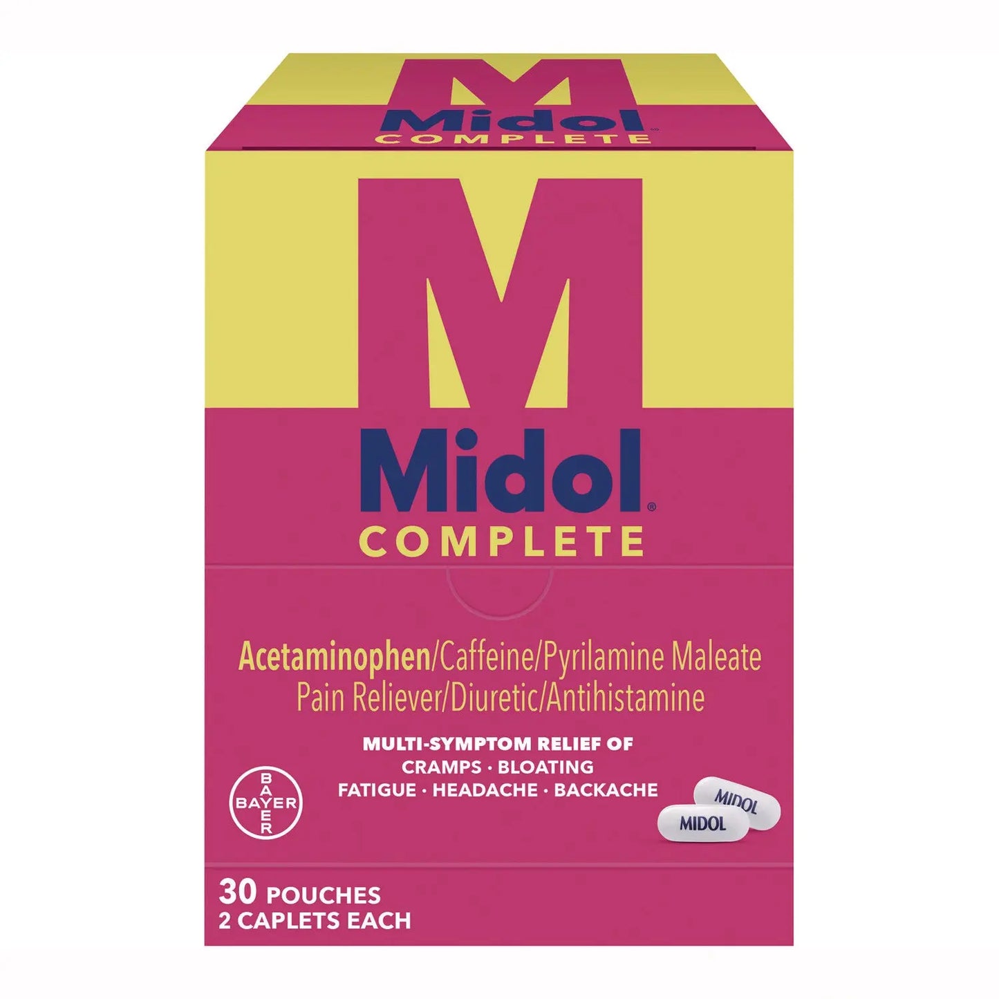 PFY64458 Complete Menstrual Caplets, 2/Pack, 30 Packs/Box Midol