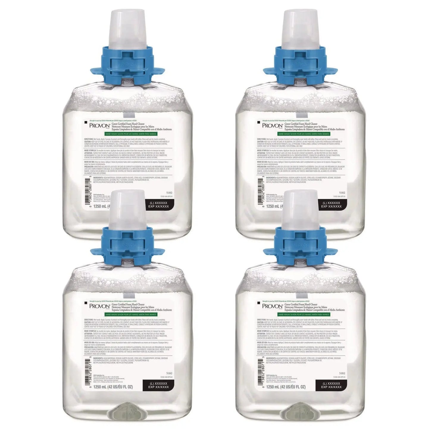 GOJ518204CT Green Certified Foam Hand Cleaner Refill, Fragrance-Free, 1,250 mL, 4/Carton PROVON