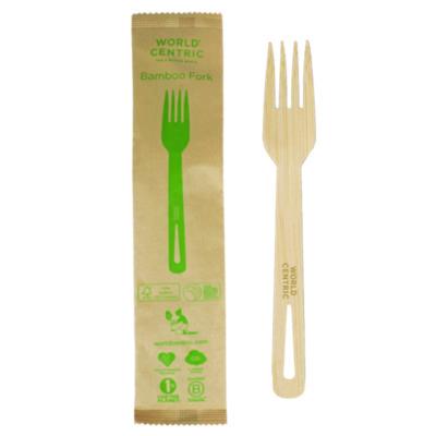 WORFOBBI Bamboo Cutlery, Fork, Paper, Natural, 750/Carton