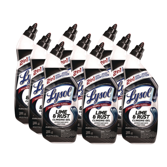 RAC98013 Disinfectant Toilet Bowl Cleaner w/Lime/Rust Remover, Atlantic Fresh, 24 oz, 9/Carton