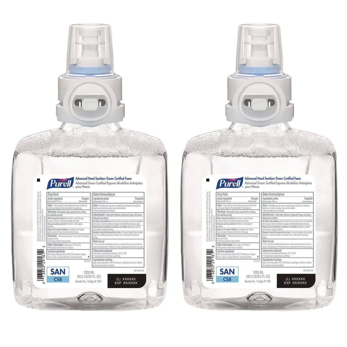 GOJ785102CT Advanced Hand Sanitizer Green Certified Foam Refill, For CS8 Dispensers, 1,200 mL, Fragrance-Free, 2/Carton PURELL