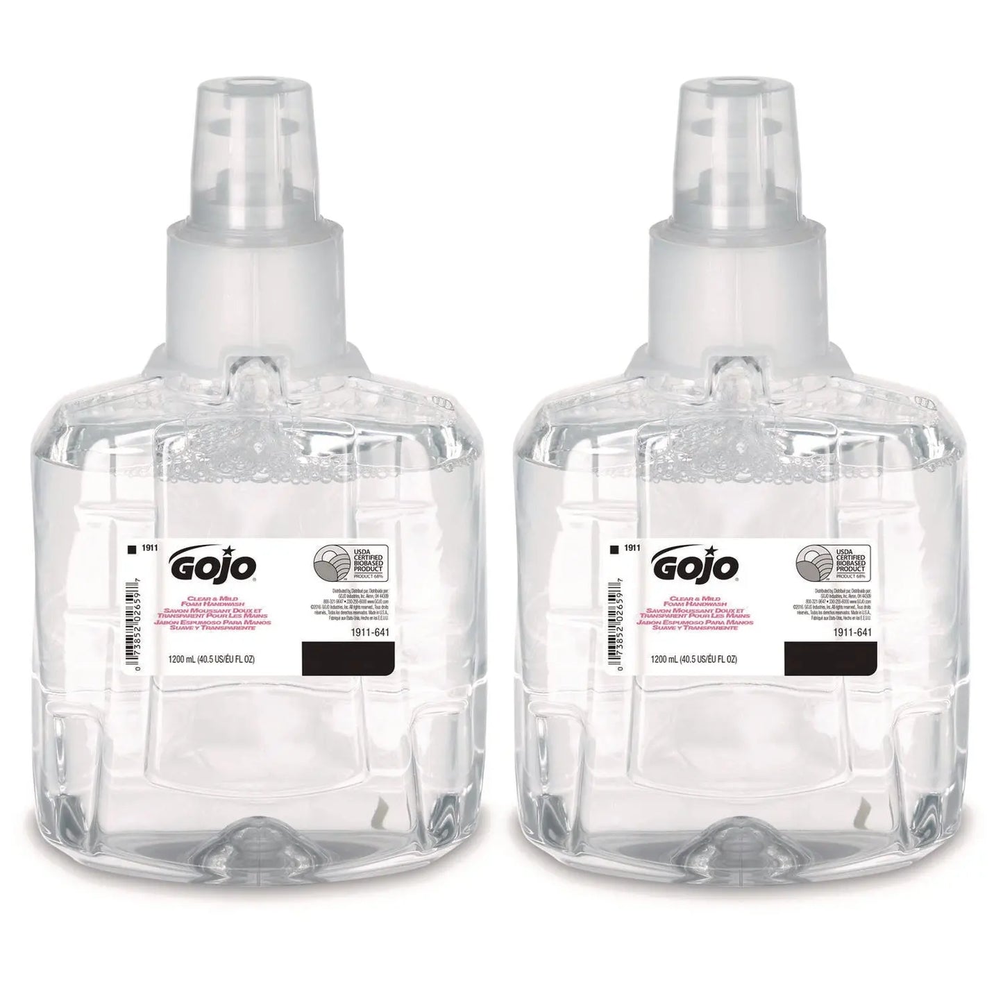 GOJ191102CT Clear and Mild Foam Handwash Refill, For LTX-12 Dispenser, Fragrance-Free, 1,200 mL, 2/Carton GOJO