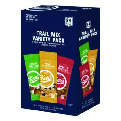 AVTSN08361 Trail Mix Variety Pack, Mango Pineapple/Sweet 'N Spicy/Yogurt Apple Nut, 24 Packets/Box KAR'S NUTS