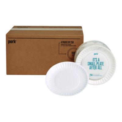 PRK519418 ECONOMY PAPER PLATES, 6" DIA, WHITE, 250/PACK, 4 PACKS/CARTON PERK