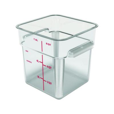 CFS1195307 Squares Polycarbonate Food Storage Container, 8 qt, 8.75 x 8.75 x 9, Clear, Plastic