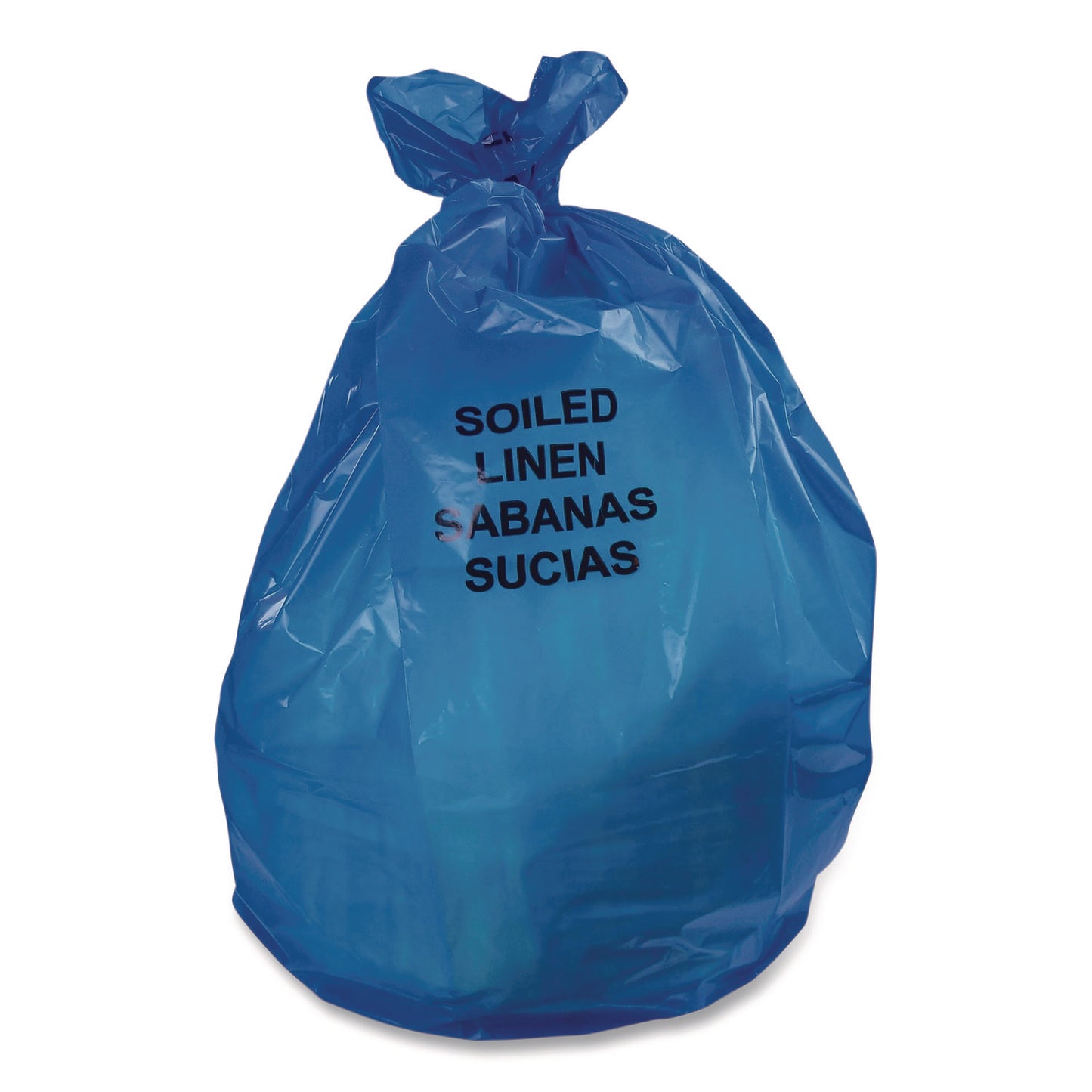 HER1075493 Healthcare Pre-Printed High-Density Can Liners, Soiled Linen, 45 gal, 18 mic, 40" x 48", Blue, Flat Pack, 200/Carton Heritage