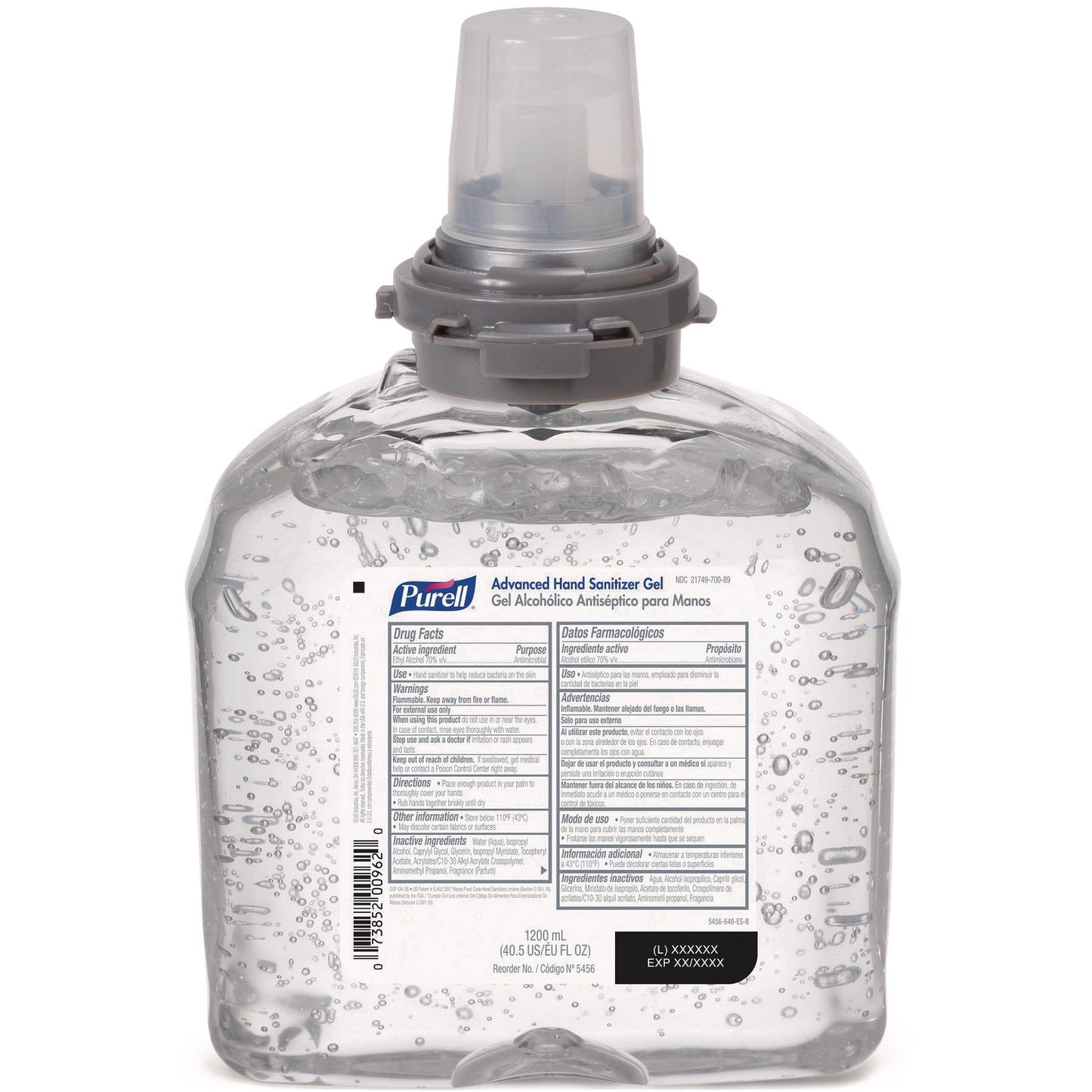 GOJ545604EA Advanced Hand Sanitizer TFX Refill, Gel, 1,200 mL, Unscented PURELL