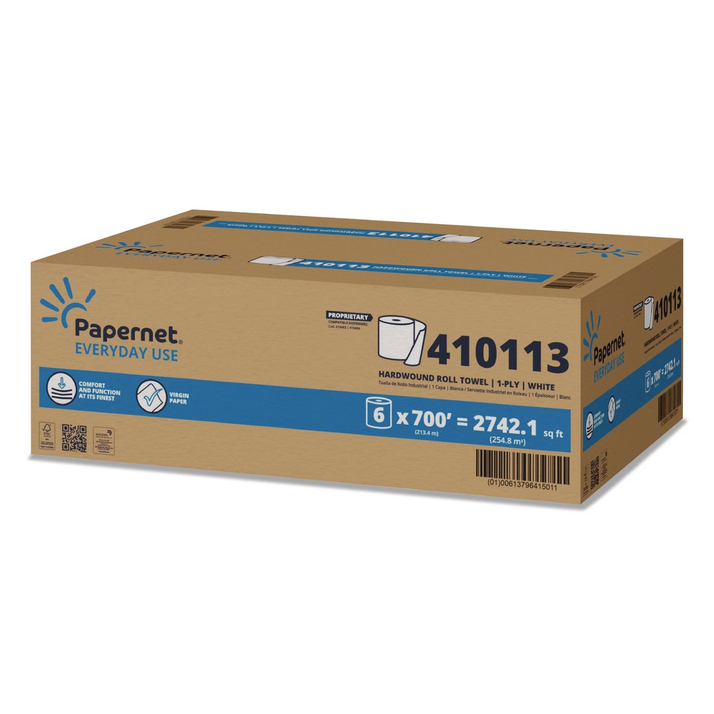 SOD410113 HyTech Seas Hardwound Roll Towel Heavenly Soft Standard, 1-Ply, 7.9" x 700 ft, White, 6/Carton Papernet