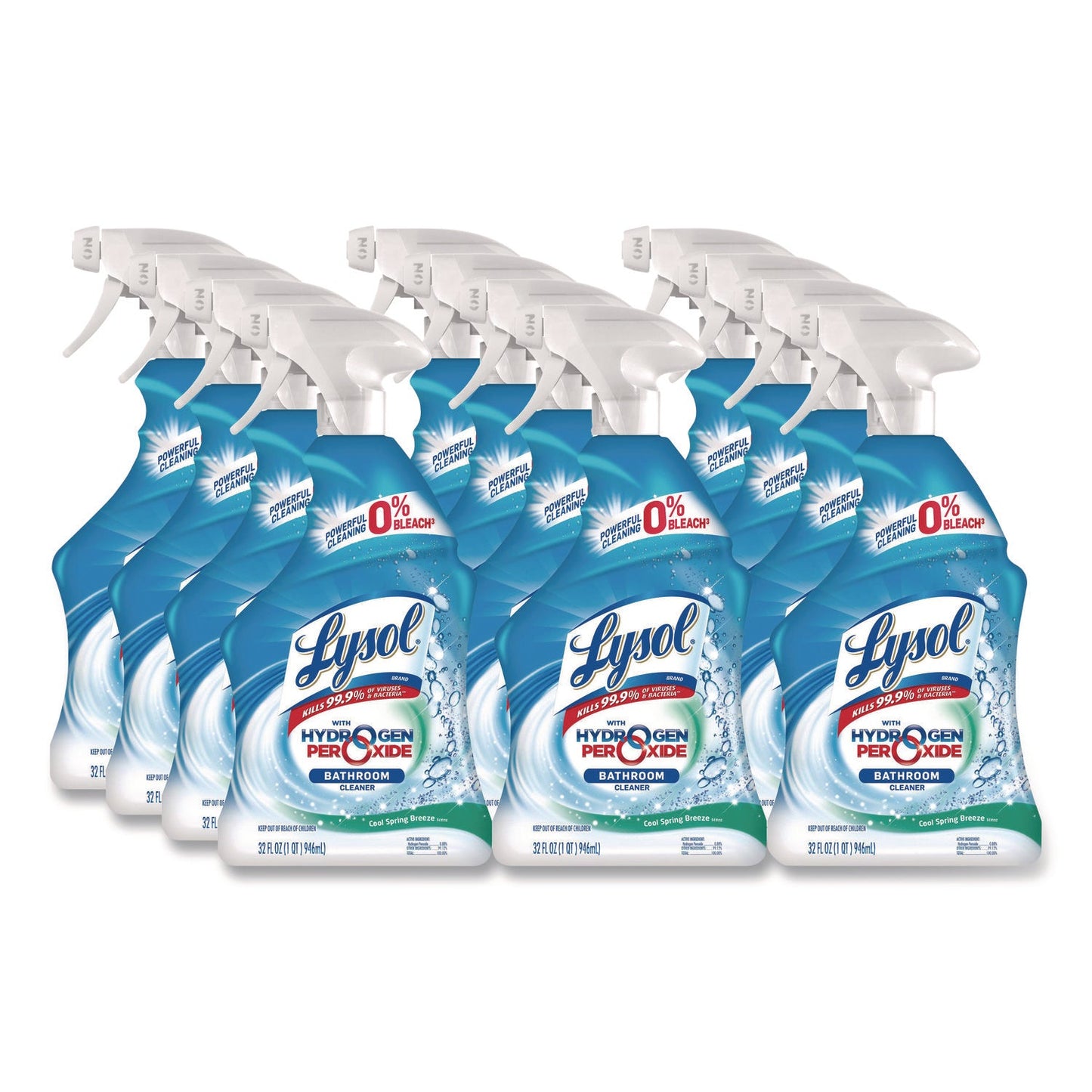 RAC99828CT Bathroom Cleaner with Hydrogen Peroxide, Cool Spring Breeze, 32 oz Trigger Spray Bottle, 12/Carton LYSOL Brand