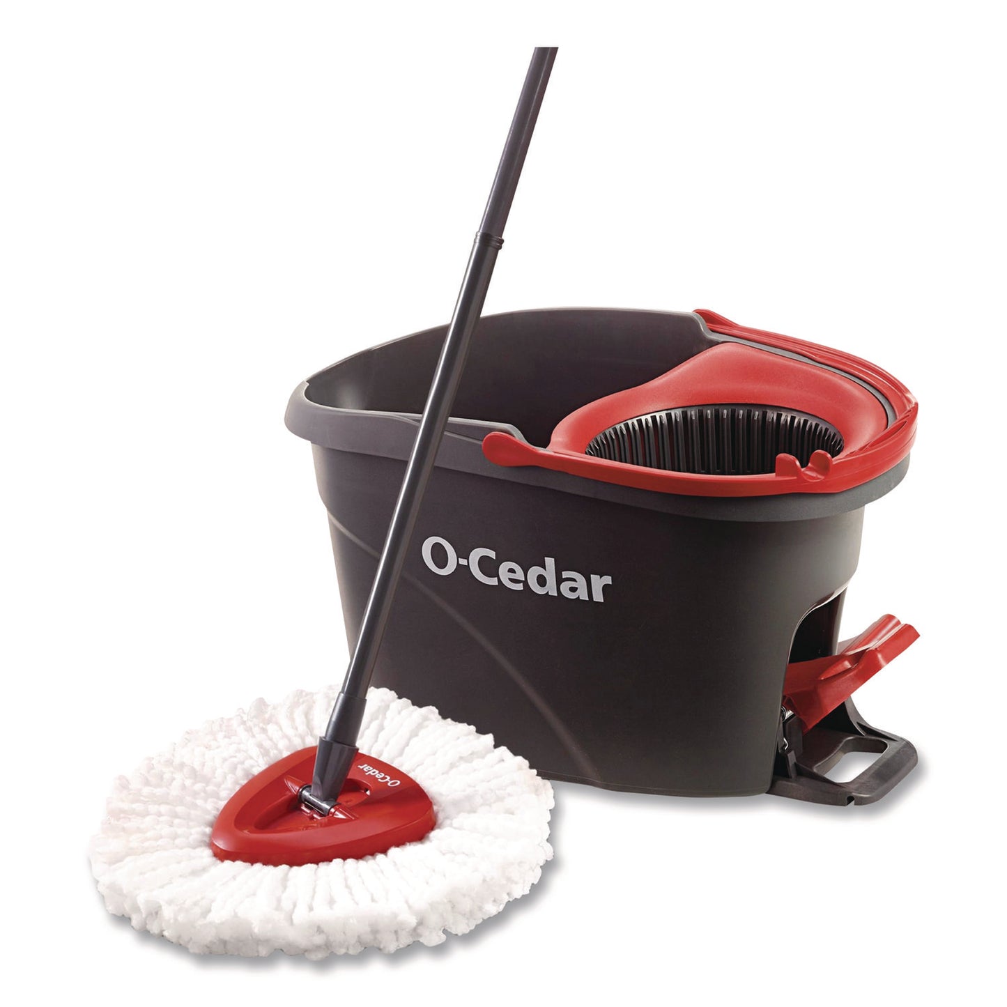 FHD148473EA EZWring Spin Mop System, White Microfiber Head, Up to 51" Adjustable Red/Gray Plastic Handle