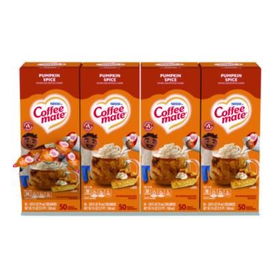 NES75520CT Liquid Coffee Creamer, Pumpkin Spice, 0.38 oz Mini Cups, 50/Box, 4 Boxes/Carton