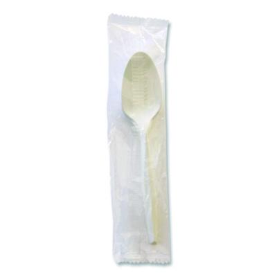 BWKSPOONWHPS Heavyweight Wrapped Polystyrene Cutlery, Spoon, Plastic, White, 1,000/Carton BOARDWALK